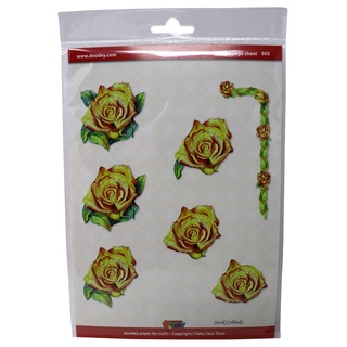 3D Decoupage-Card Flowers DS-503 Rose Blätterrahmen-Design, Kartengestaltung, enthält 3 Blumenkarten, 3 Blumen-Decoupage-Blätter und 3 Umschläge, Grün/Orange, Einheitsgröße