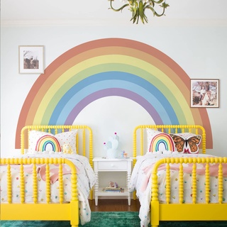 astrkiz 3 Stück 40x180 cm Set Bunt Großer Regenbogen selbstklebend Wandaufkleber für Kinderzimmer, Schlafzimmer, Spielzimmer, PVC-Wandbild Wandtattoos für Mädchen, Baby, wasserfest, Pastell Regenbogen