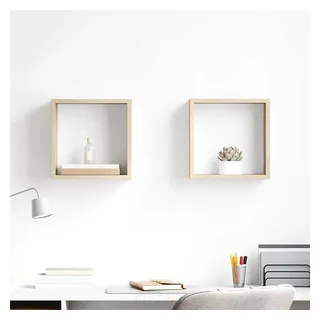 furnicato Wandregal Wand-Würfelregal-Set 30x15x30 cm Sonoma-Eiche Massivholz, 2-tlg., Stabile Schweberegale mit pflegeleichter Oberfläche für das Wohnzimmer braun 30 cm x 30 cm x 15 cm