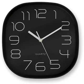K&L Wall Art Wanduhr 28cm große Retro Küchenuhr schwarz Analoge Büro Wanduhr lautlos (hochwertiges Quarz Uhrwerk) schwarz