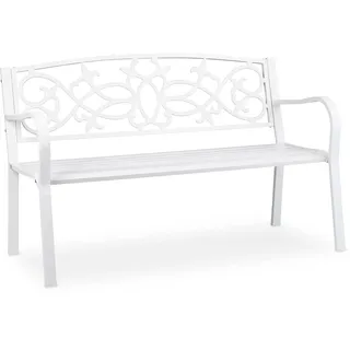Relaxdays Gartenbank 124 x 78 x 58 cm Weiß
