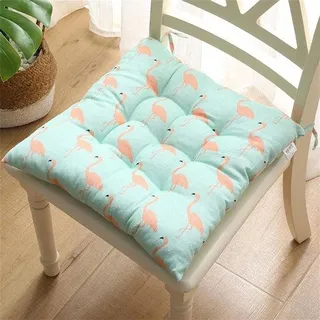 Famanu Sitzkissen mit Bändern Tierdruck 30x30 cm - 4 Stück - Flamingo