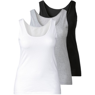 esmara® Damen Achselhemd 3er (3XL(56/58), schwarz/grau/weiß)