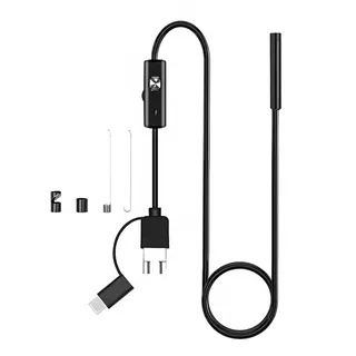 POFET 3-in-1-Inspektionskamera mit Licht, wasserdichte Endoskopkamera für PC, Laptop, Computer, Android-Smartphone – 5 Meter