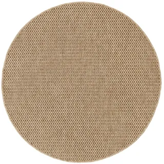 RugVista Jolin, In & Outdoor-Teppich, Ø 240 cm, Rund, Niedriger Stapel, Küche, Patio, Nur Handwäsche, UV-beständig, Beige