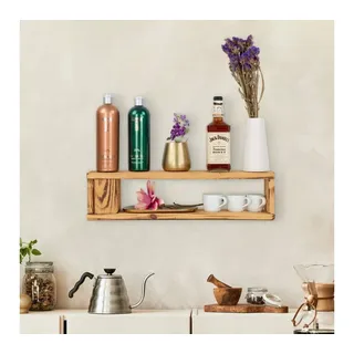 K&L Wall Art Wandregal Palettenmöbel Gewürzregal Vintage Palette Hängeregal, massives Holzregal aus Kiefernholz braun