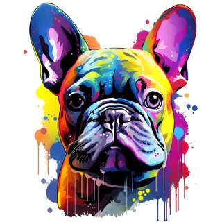 GRAZDesign Wandtattoo Hund Französische Bulldogge buntes cooles Wandsticker für Jugendzimmer, Kinderzimmer, Wohnzimmer Wandaufkleber - 38x30cm