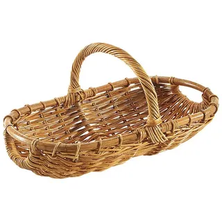 Kobolo Erntekorb Rattankorb Henkelkorb geflochtenes Rattan 35 x 58 x 0 cm braun