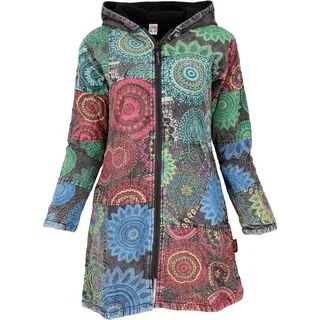 Guru-Shop Langjacke Boho Hippie chic Jacke, Patchwork Jacke,.. alternative Bekleidung bunt|schwarz