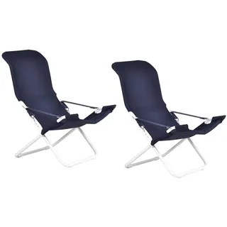 Fiam Fiesta Liegestuhl Weißer Stahlrahmen Mit Blauem Tuch 127PE BSBL X 2