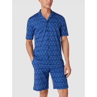 Pyjama mit Allover-Muster Modell 'Night&Day Pyjama kurz', Blau, L