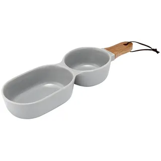 Ladelle Servierschüssel CLASSIC Servier-Stick grau 2tlg., Porzellan / Gummibaumholz, (Servier-Sticks) bunt|grau