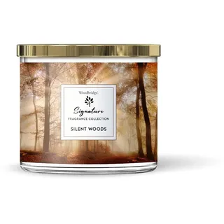 Woodbridge Duftkerze im Glas mit Deckel | Silent Woods | Duftkerze Holzig | Kerzen 3 Docht | Kerzen lange Brenndauer (40h) | Geschenk für Frauen