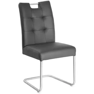 Novel Schwingstuhl, Schwarz, Edelstahl, Metall, Leder, Echtleder, Büffelleder, Rundrohr, C-Form, 46x97x57 cm, Esszimmer, Stühle, Esszimmerstühle, Schwingstühle