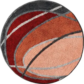 REDBEST Badematte Badematte "Lynn", Höhe 20 mm, rund, Grafik/gemustert orange rund | 90 cm x 90 cm x 20 mm