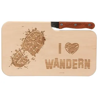 Spruchreif® Schneidebrett Brotzeitbrett · Holzbrett mit Gravur und Messer · Geschenke Wanderer