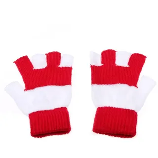 Strickhandschuhe fingerlos rot/weiß