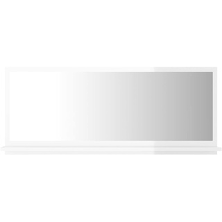 Tidyard Badspiegel mit Regal Wandspiegel Badezimmerspiegel Bad Spiegel Hängespiegel Badezimmer Badmöbel Spanplatte Hochglanz-Weiß 90x10,5x37cm