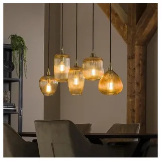 famlights Pendelleuchte famlights, Pendelleuchte Melis in Bernstein E27 5-flammig weiß