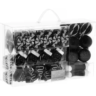 Weihnachtskugeln Schwarz 77 Stück Set aus Kunststoff Bruchsicher 21 Designs Glänzend Matt Glitzer Formen Baumdeko Christbaumkugeln Schwarz Weihnachtsbaumkugeln Dekoration mit Aufhängefäden – SPRINGOS
