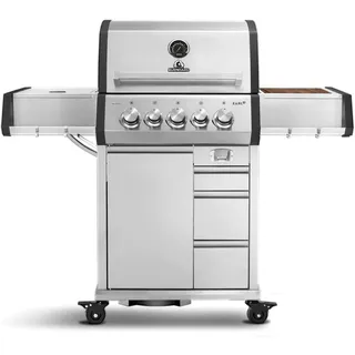 BURNHARD® Gasgrill 3-Brenner inkl. Heckbrenner, mit Edelstahl Grillrost & inkl. stabiler Abdeckhaube, Seitenkochfeld mit Infrarot Keramikbrenner - EARL