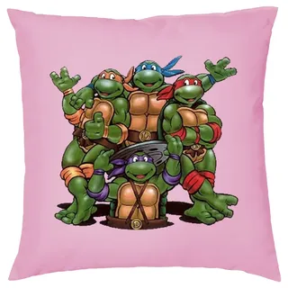 Blondie & Brownie Dekokissen Turtles Ninja Schildkröten Team Pizza Kissen mit Füllung rosa