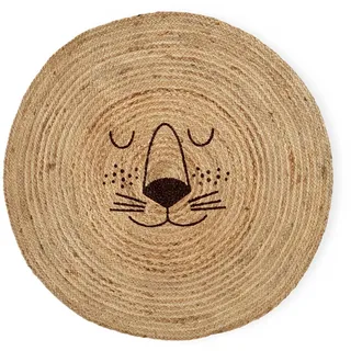 Rice, Kinderteppich, - Jute Floor Mate with Lion Face - Natural (90 cm)