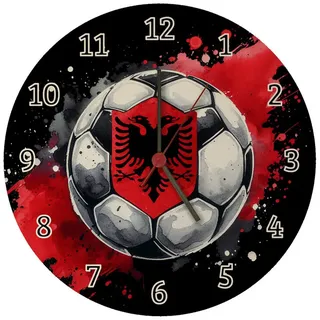 speecheese Wanduhr Fußball Albanien Wanduhr aus MDF 26,5 cm