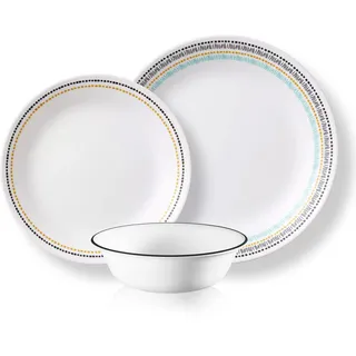 CORELLE Paloma Geschirrset 12 Personen, Vitrelle-Glas, mikrowellengeeignet
