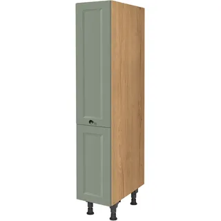 Nobilia Apothekerschrank NOBILIA ""Cascada", mit 4 Einhängekörben, Breite 30 cm, Höhe 167,8 cm", grün (front: lacklaminat schilf, korpus: eiche sierra nachbildung), B:30cm H:167,8cm T:58,3cm, Schränke, vormontiert, Ein- und Auszugsdämpfung SoftStoppPro