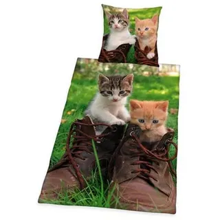 HERDING Bettwäsche Katzen Baumwoll Renforcé Einzelbett, 2tlg.
