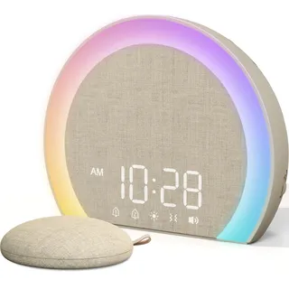 ANJANK Extra Lauter Wecker mit Kabelloser Vibration,Lichtwecker & Vibrationswecker für Tiefschläfer,Jugendliche,9-Farben Nachtlicht,Doppelalarm,8 Wecktönen,0-100% Dimmer,Digital Alarm clock für Kinder