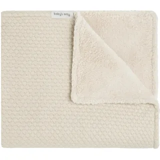Baby's Only - Sky Gestrickte Babydecke aus Baumwolle mit Teddystoff - Kuscheldecke Baby - TOG 2.7 - für Jungen und Mädchen - Warm Linen - 70x95 cm