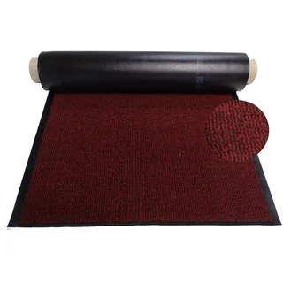 MERTEX Schmutzfangläufer Meterware 90 cm rot-schwarz meliert- Schnittkanten gekettelt (90 x 400 cm, rot)