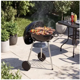 AOXUN Holzkohlegrill Kugelgrill mit Thermometer Schwarz, 57 cm schwarz 64 cm x 101 cm x 62 cm