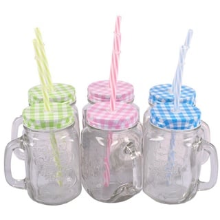 BURI Gläser-Set Henkelglas 400ml Trinkglas Trinkbecher Wasserglas Saftglas Partybecher, Glas rosa