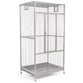 Montana Cages Vogelkäfig New Sydney - Platinum, Wagerechter Verdrahtung ca. 90 x 70 x 180 cm, XXL Sittich Voliere Zink- und Schwermetall-frei, Ungiftig grau
