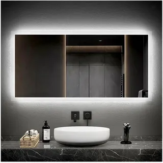 Emke, Spiegel, Badezimmerspiegel mit Beleuchtung 120*60cm,Beschlagfrei, 3000K/6500K,Tast Schalter (120 x 60 cm)