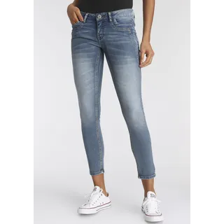 7/8-Jeans ARIZONA "mit Keileinsätzen" Gr. 52, N-Gr, blau (mid, blue, used) Damen Jeans Ankle 7/8 Low Waist