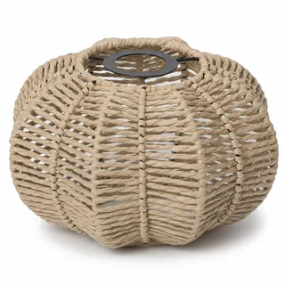Bemonew Hängelampenschirm Rattan-Lampenschirm, natürliche Textur, Boho-Pendelleuchte, 22,9 x 13,5 cm, gewebtes Papierseil, Lampenschirme mit Eisenrahmen, für Wohnzimmer, Schlafzimmer, Café