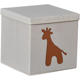 LOVE IT STORE IT Premium Aufbewahrungsbox mit Deckel - Spielzeug Kiste für Regal aus Stoff - Quadratisch und extra stabil - Beige mit Giraffe - 33x33x33 cm