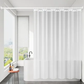 Calefee Badewanne Vorhang 80x180, Duschvorhang Beschwerer Schwer Halbtransparentes Weiß, Duschvorhänge PEVA mit Ösen Anti Schimmel