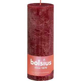 Bolsius Rustik-Kerze Shine XXL Ø 10 cm x 30 cm Samtrot