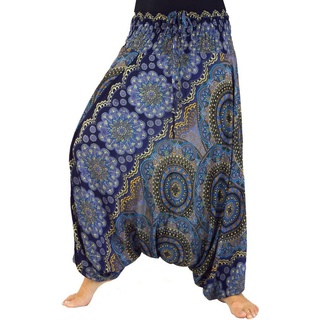 Guru-Shop Relaxhose Afghani Hose, Overall, Jumpsuit, Haremshose,.. alternative Bekleidung, Ethno Style blau|bunt