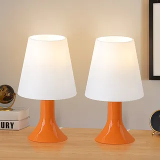 Nachttischlampe Wohnzimmer Tischleuchte Mit Kabel - Tischlampe 2er Set Kleine Lampe E14 Tischlampen Orange Moderne Landhausstil Für Esstisch Schlafzimmer - Ohne Leuchtmittel - Gbly