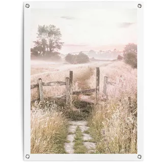 Poster REINDERS "Nature Walk", beige (farbe bild(er): beige), B:60cm H:80cm T:0,1cm, Bilder, Poster, Garten - Landschaft - Landleben - Sommer - Neblig - Beige - Leinwand