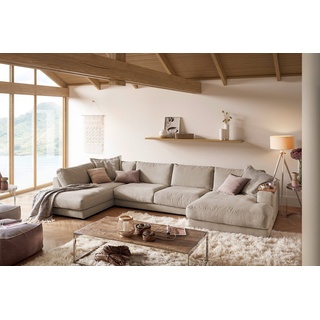 KAWOLA Wohnlandschaft MADELINE, Sofa U-Form Cord, Longchair rechts od. links, versch. Farben braun