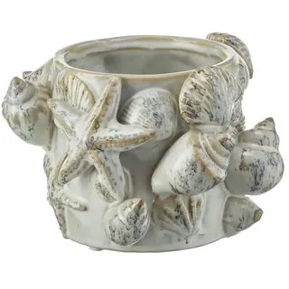 HOME STORY Vase 3D Muschel   , creme , Steinzeug , Maße (cm): H: 12  Ø: 18.5