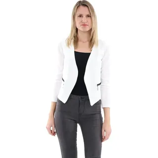 malito more than fashion Jackenblazer malito Damen Blazer ohne Kragen, Sakko im Basic Look, Kurzjacke mit Sweatblazer im Basic-Look weiß L