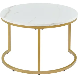 [en.casa] Christchurch Weiß/Gold Metall rund 80 x 45 cm
